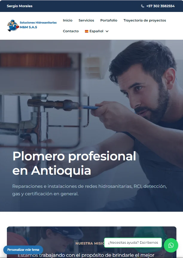 web de plomeros tablet